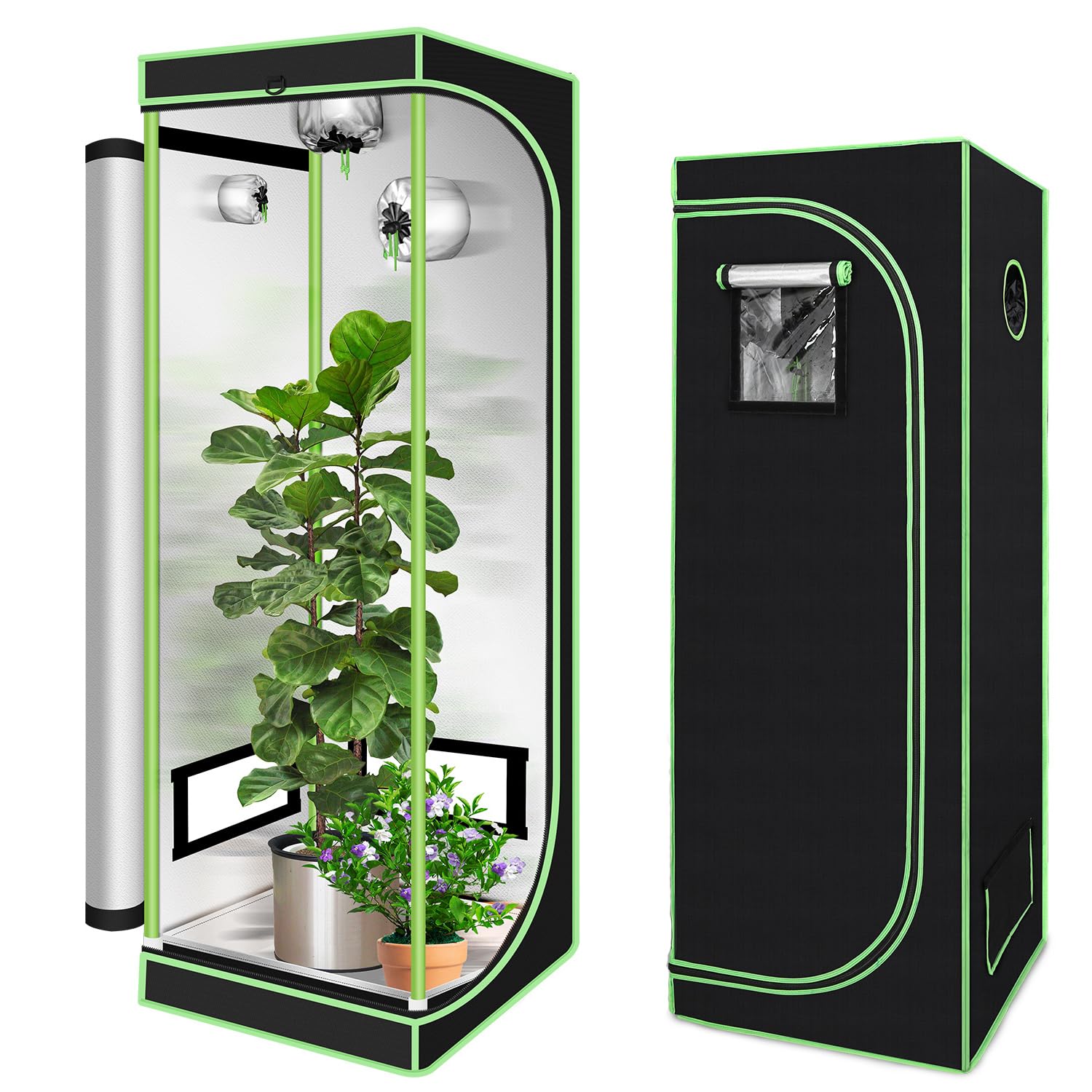 Tienda de cultivo 60x60x180 cm, 600D Oxford con ventana, resistente a la luz y al agua, armario interior