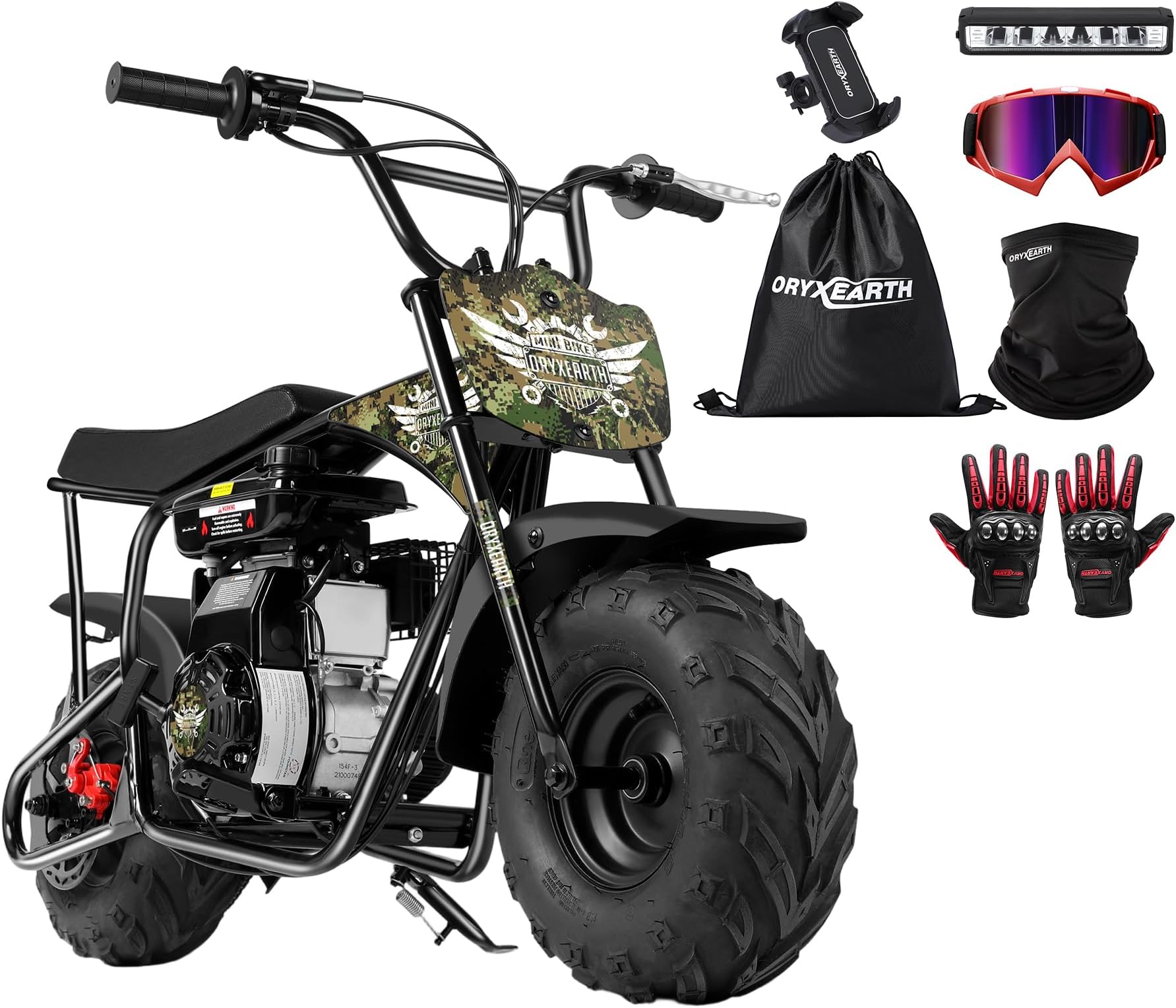 Oryxearth Mini Bike 105CC 4-Stroke Gas-Powered Mini Bike, Off-Road Dirt Bike for Kids Adult