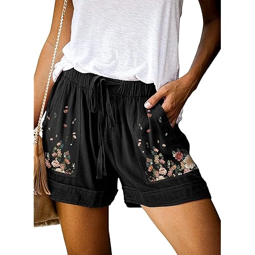Acelitt Women Comfy Drawstring Casual Elastic Waist Pocketed Shorts,S-3XL