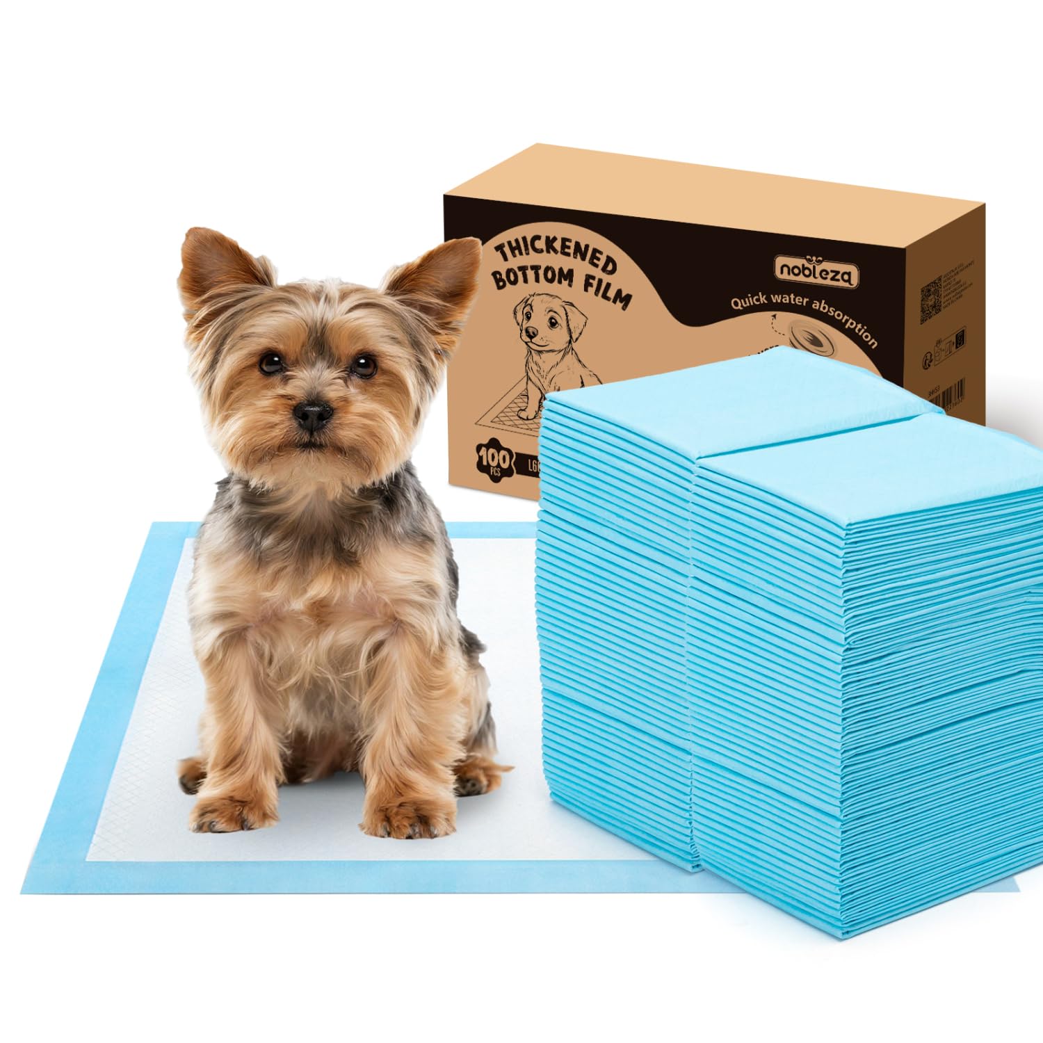 Nobleza Tappetini Igienici per Cani, 40x60cm Traversine Cani 100 Pezzi Super Assorbenti Tappetino Cane, Design a Prova di Perdite a 5 Strati Traverse Cani