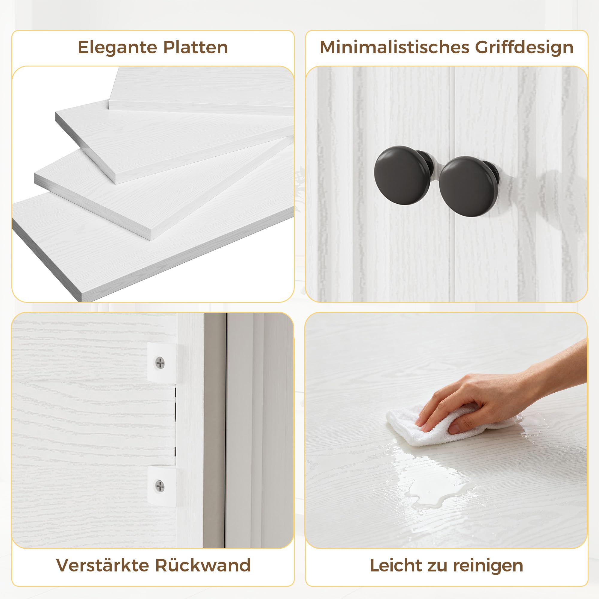 IRONCK Bücherregal mit Türen, Regal Holz mit 6 Ebenen 12 Fächern, Bücherschrank Hochschrank Vitrinenschrank, Einstellbare Regalböden, Standregal für Wohnzimmer Büro Schlafzimmer 108×30×180cm (Weiß)
