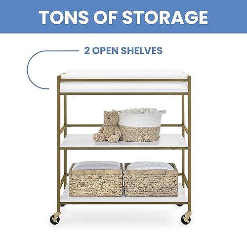 Miniatura 3 de Delta Children Cambiador de jadecarrito, melamina blancabronce