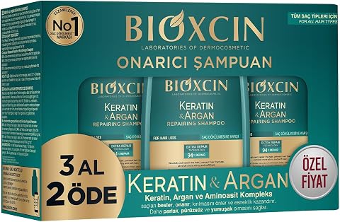 Bioxcin Keratin & Argan Onarıcı Bakım Şampuan 300 ml 3 Al 2 Öde - Yıpranmış Ve Hassas Saçlar