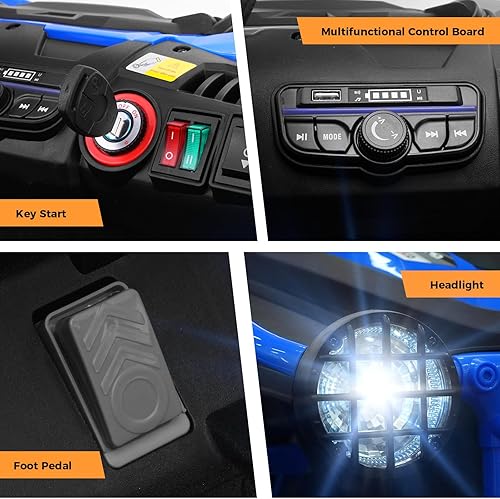 Miniatura 5 de Hikole Juguetes de paseo de 2 plazas de 24 V para niños grandes, camión eléctrico UTV con control remoto, asiento XXL de 22 pulgadas, ruedas