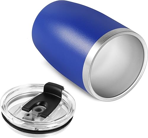 Miniatura 7 de VEGOND - Vaso térmico de acero inoxidable de 12 oz con doble pared aislante al vacío con tapa y pajita, vaso reutilizable para viajes, azul real,