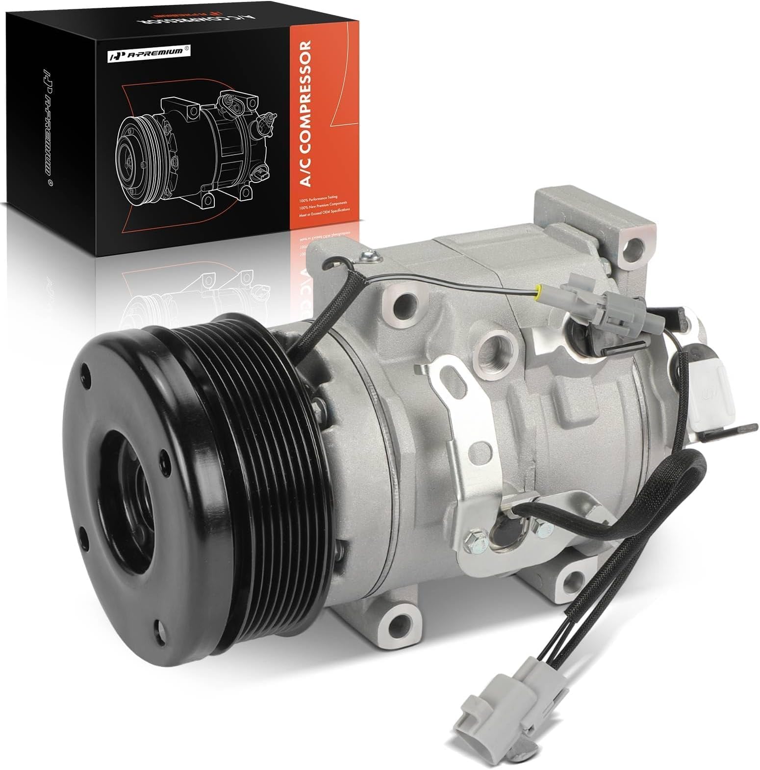 A-Premium A/C Compressor with Clutch Compatible with Toyota Sequoia 2008-2022, Land Cruiser 2008-2011 2013-2021 & Lexus GX460 2010-2023, LX570 2008-2011 2013-2020, 10SR19C Style