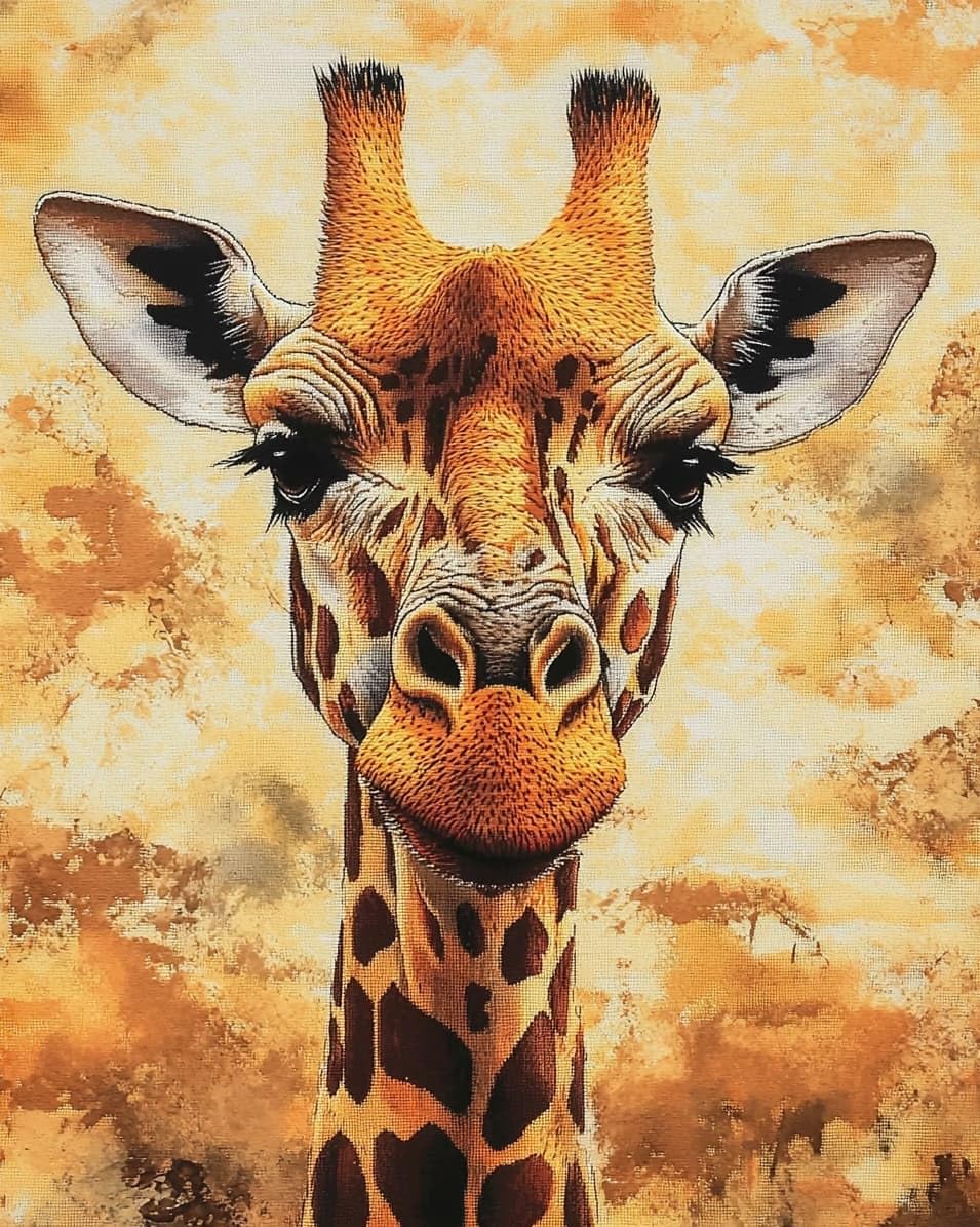 WallustrioaW Embroidery Kit for Beginners,Giraffe,Cross Stitch Kit with Pattern and Instructions,11CT Hand Crafts Embroidery for Adults,40x50cm