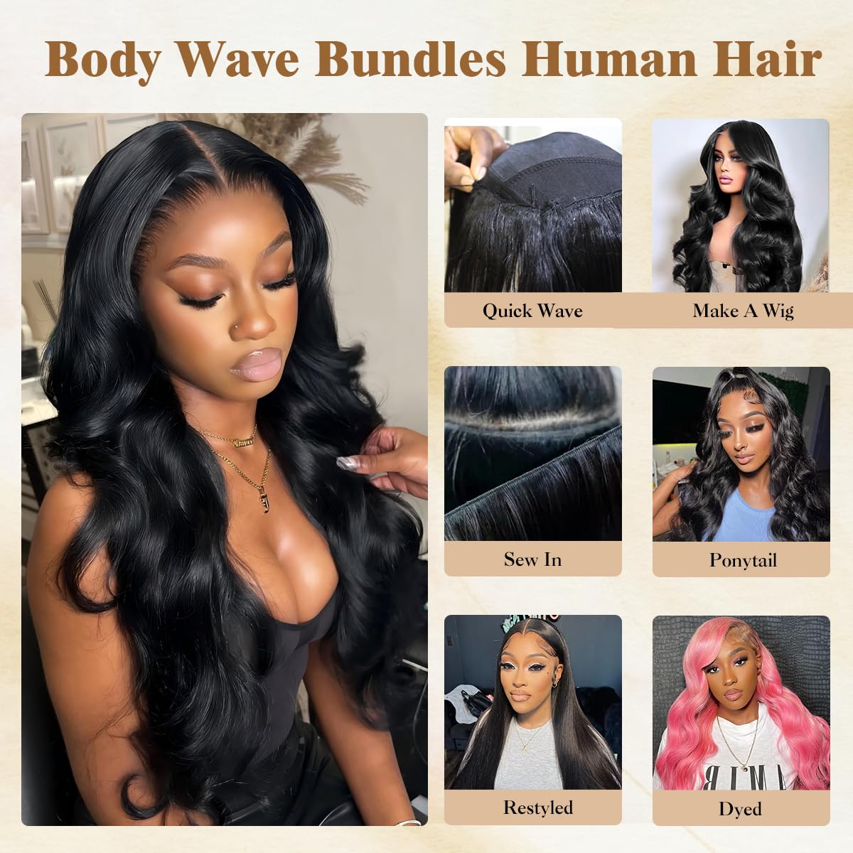 Amazon.com : 16A Raw Human Hair Bundles,4 Bundles 18 20 22  display picture 2