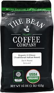 The Bean Coffee Company Organic Il Chicco (Traditional Italian Roast), Dark Roast, Ground, 16-Ounce Bag