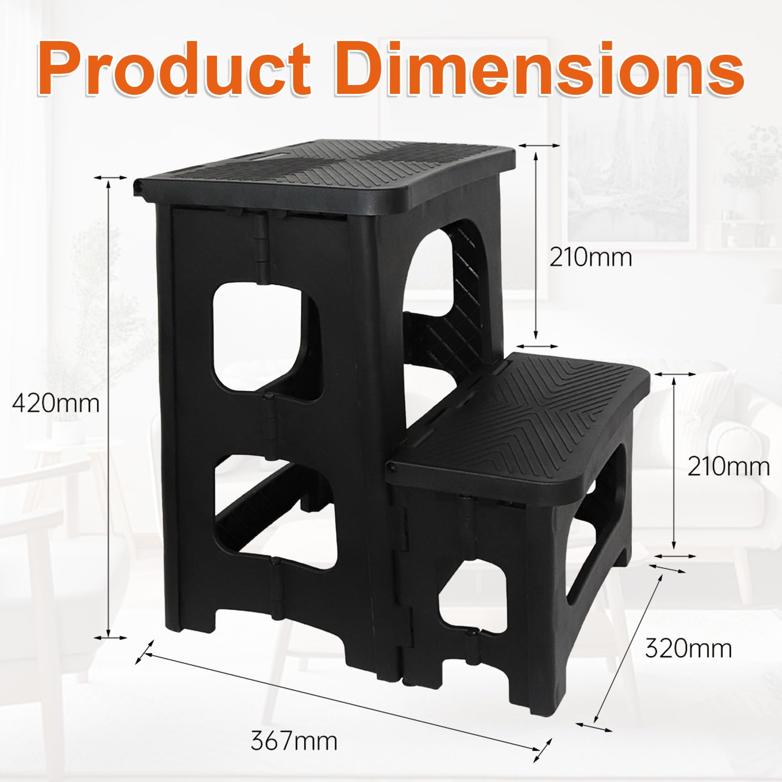 Taburetes plegables de dos pasos, taburete de escalera plegable, taburetes portátiles, taburetes antideslizantes plegables plegables, taburete ligero
