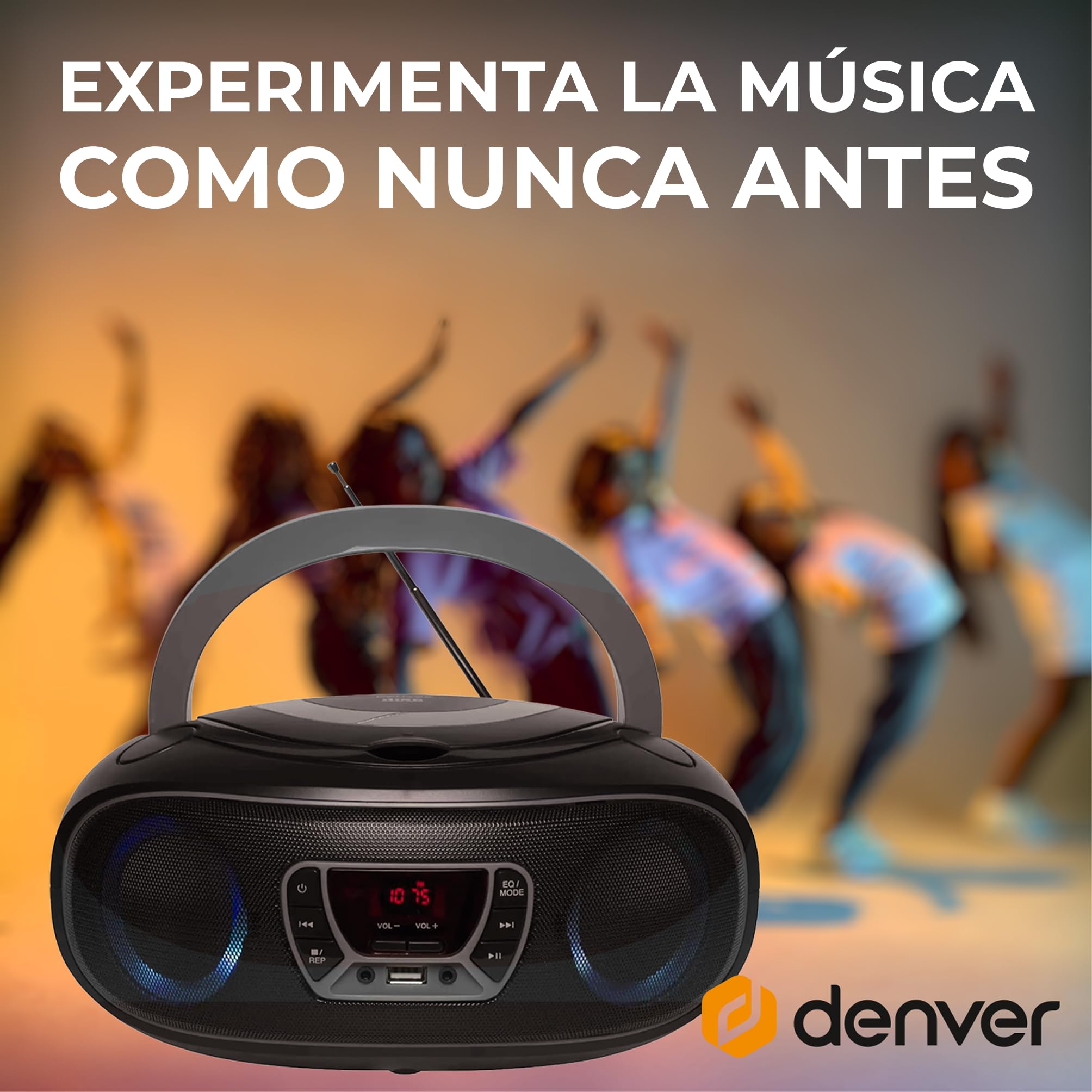 Denver Electronics TCL-212BT GREY reproductor de CD Reproductor de CD portátil Negro, Gris - Unidad de CD (4 W, FM, Externo, Reproductor de CD portátil, Negro, Gris, 3,5 mm)