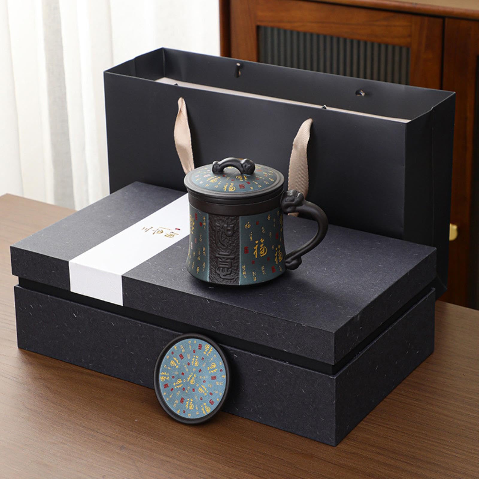 CAPIJIONG Tasse à thé avec filtre à sable violet de 300 ml avec couvercle, tasse d'infusion de thé haut de gamme pour un usage domestique, tasse Ruyi Baifu - Rouge