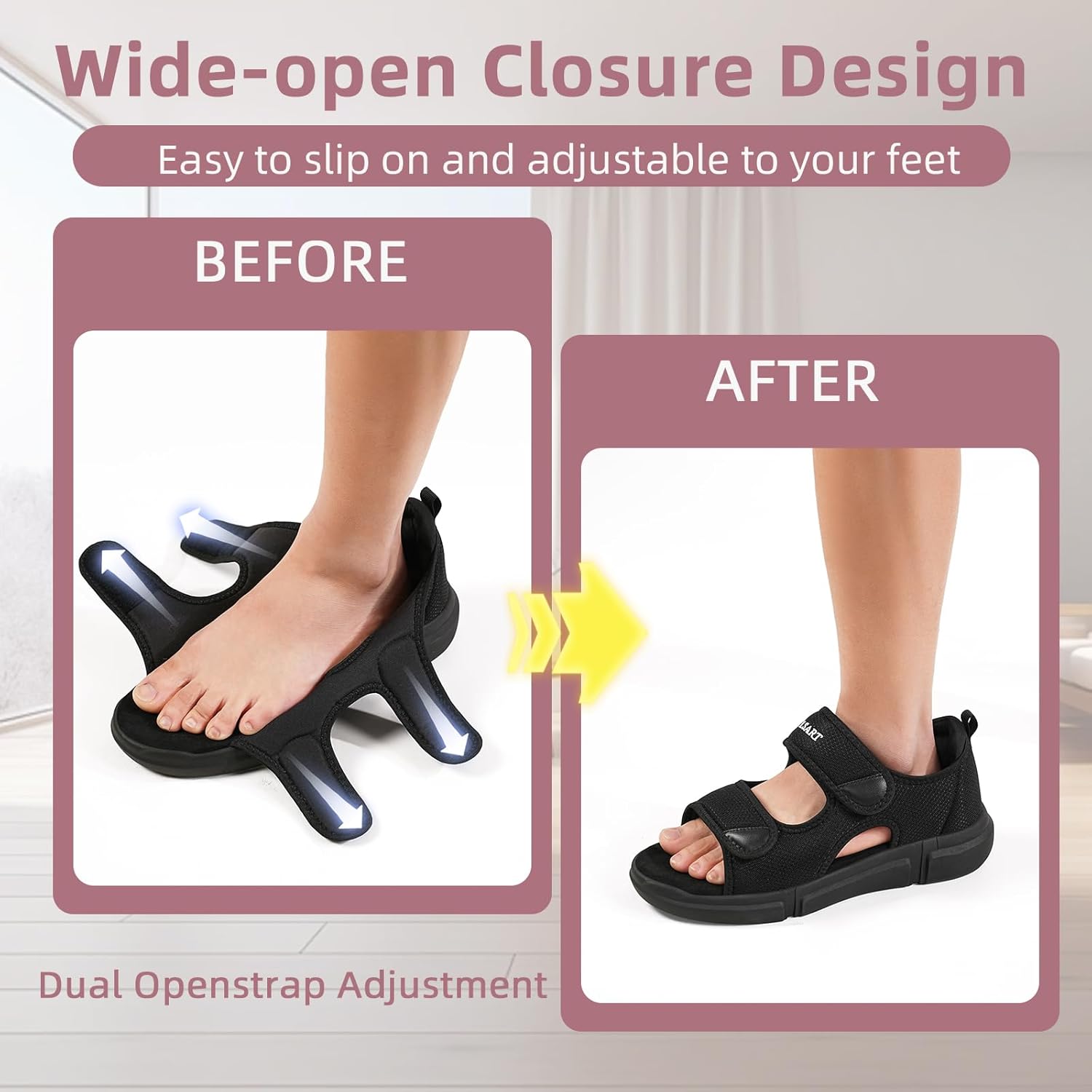 Diabetic Sandals for Women Wide Toe Swollen Feet Adjustable for Foot Pain Relief Open Toe Casual Athletic Sandals for Outdoor Beach Travel Summer - Image 4