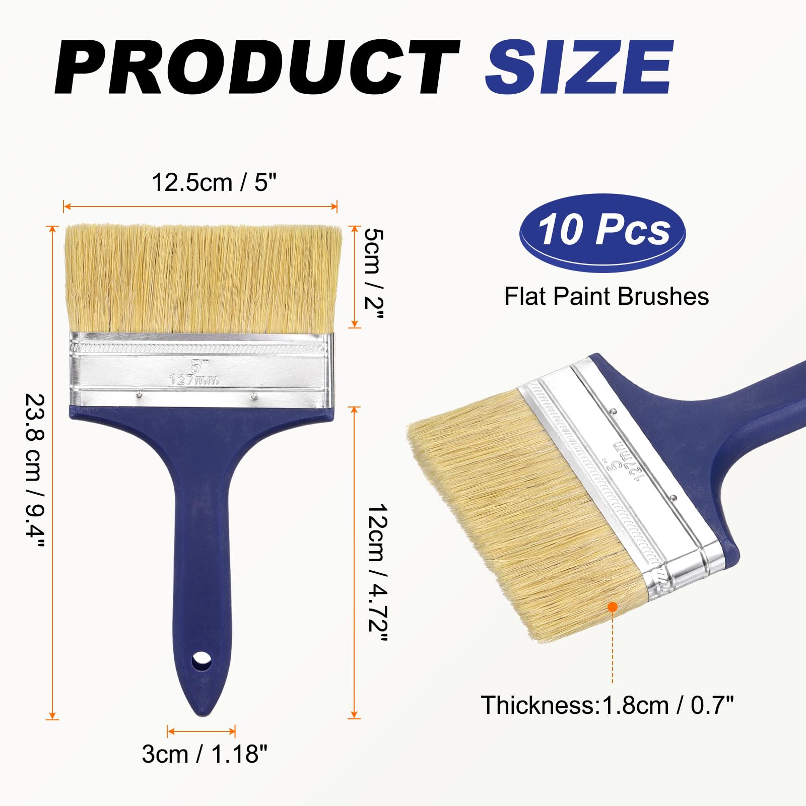 QUARKZMAN 10 Pcs Pinceaux À Peinture 5 inch Plat Fibres Pet Poils Bleu