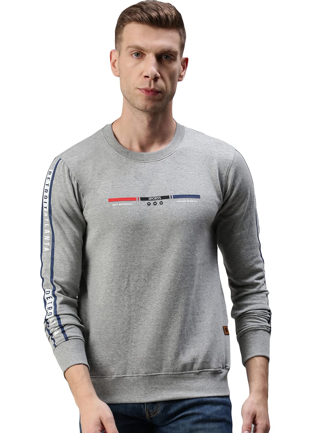 ONN Men's Solid Soft Cotton Modern Fit Sweatshirt with Side Pocket