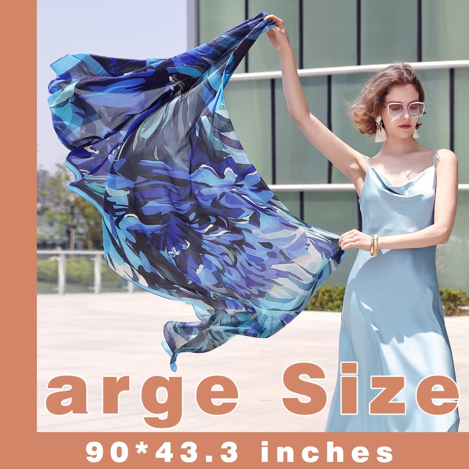 DANA XU Women's 100% Mulberry Satin Silk Pashmina Shawl Wraps Extra Large Floral Scarf for Evening Dresses, Soft Oversized - Image 4