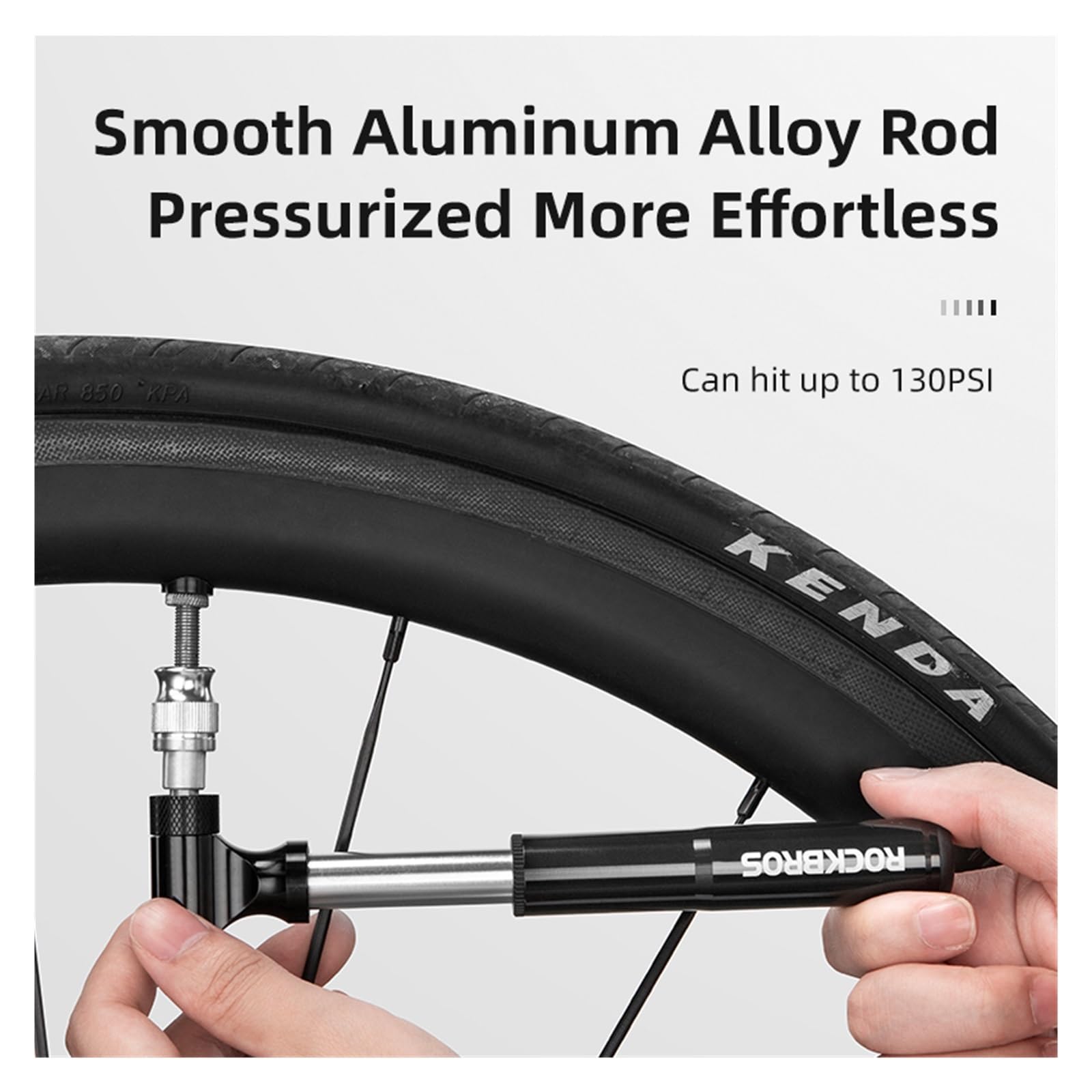 1 szt. Odporna na upadki ultralekka pompka rowerowa ze stopu aluminium, 130PSI Mini przenośne ręczne powietrze do górskiej kolarstwa szosowego