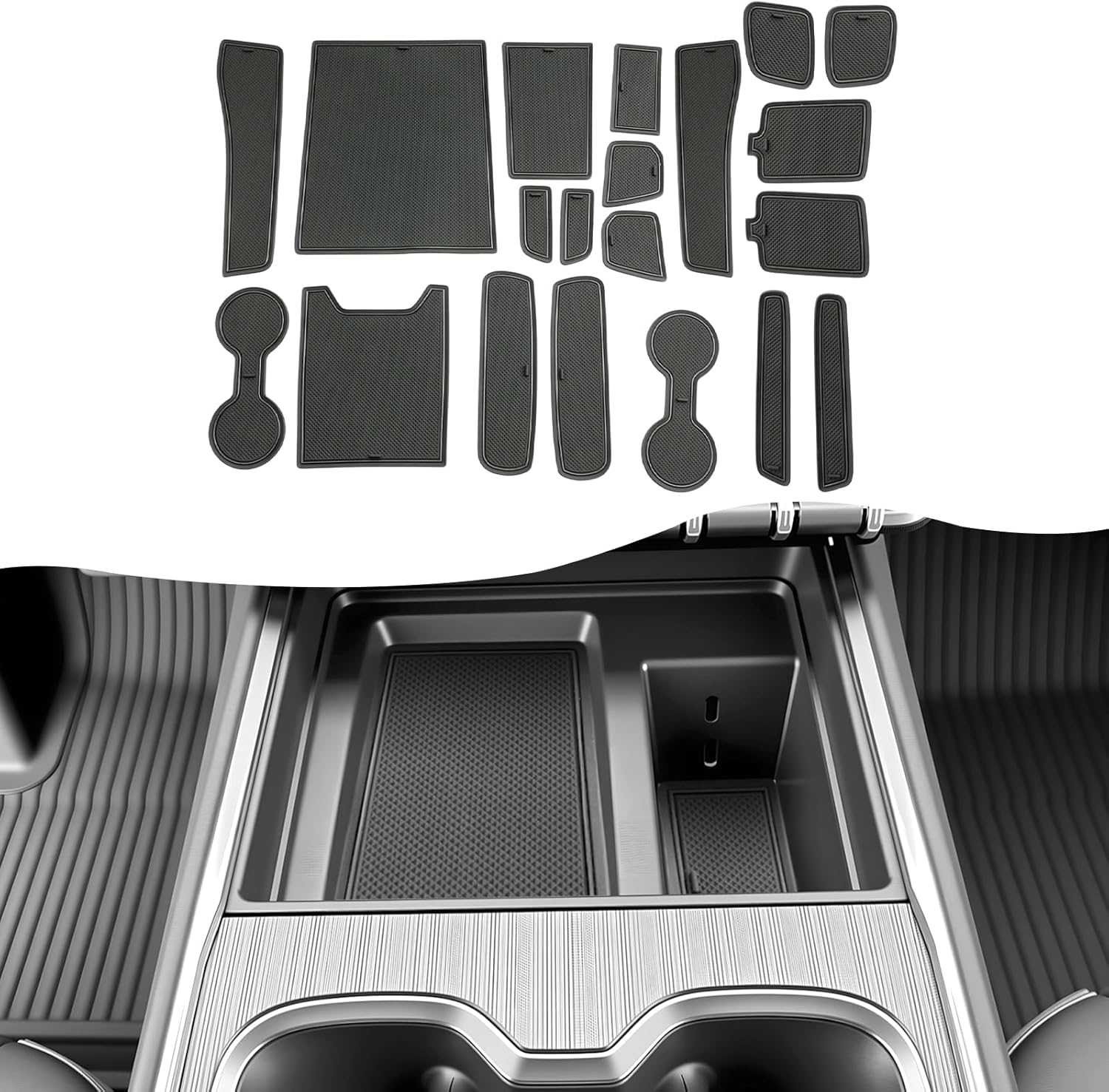 SXCY for 2023-2025 2026 Lexus NX Door Slot Mat 2024-2026 NX Accessories 2022-2026 NX250 NX350 Gate Slot Mat Door Groove Pad NX250 NX350 Cup Holder Inserts Cushion Center Console Liner (17pcs Black)