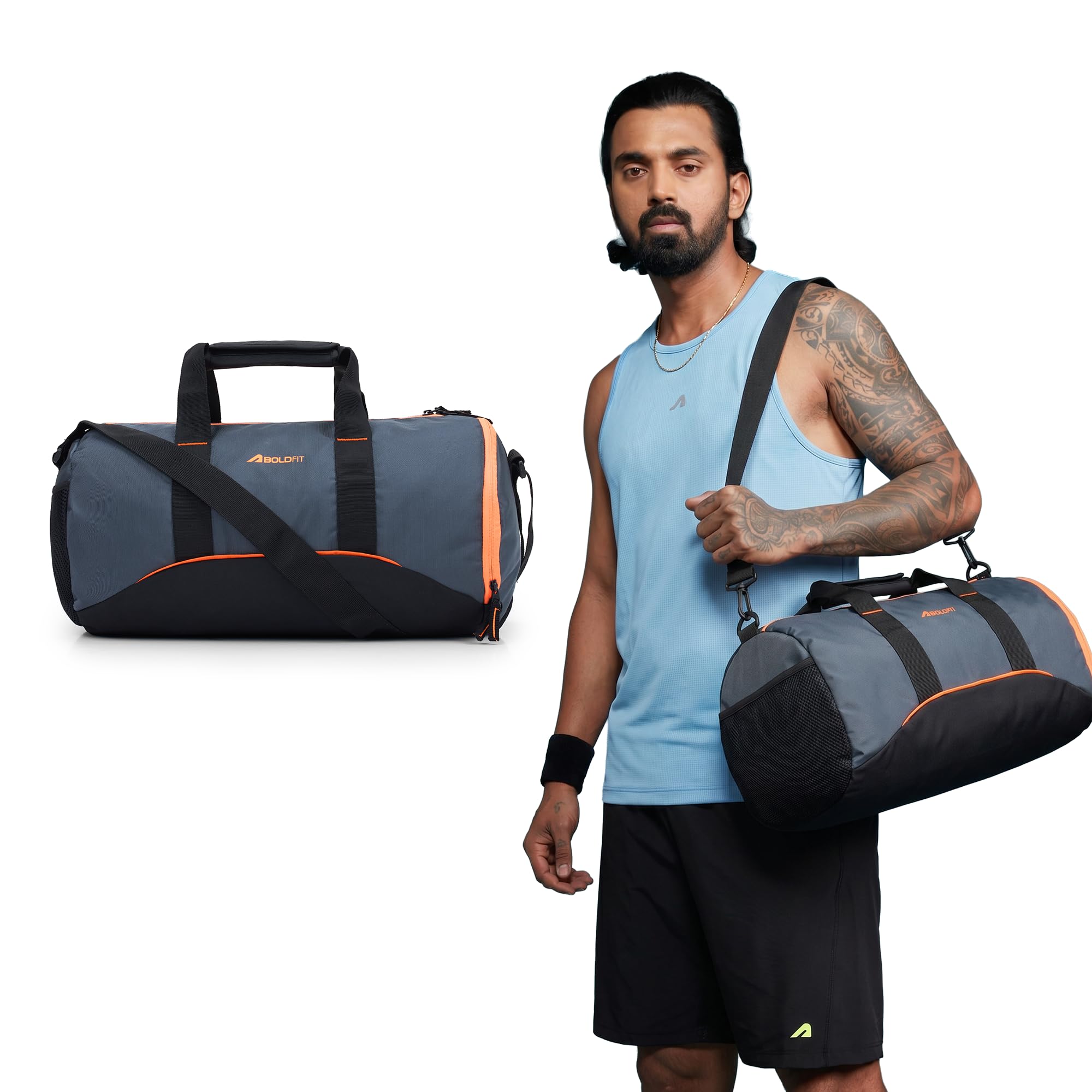 Gym Bags for Men Compact Sports Duffle for Women Unisex Duffle Bag for Carry & Travel Adjustable for Shoes Towel Duffel Sports Bag 22L - Black-image-34