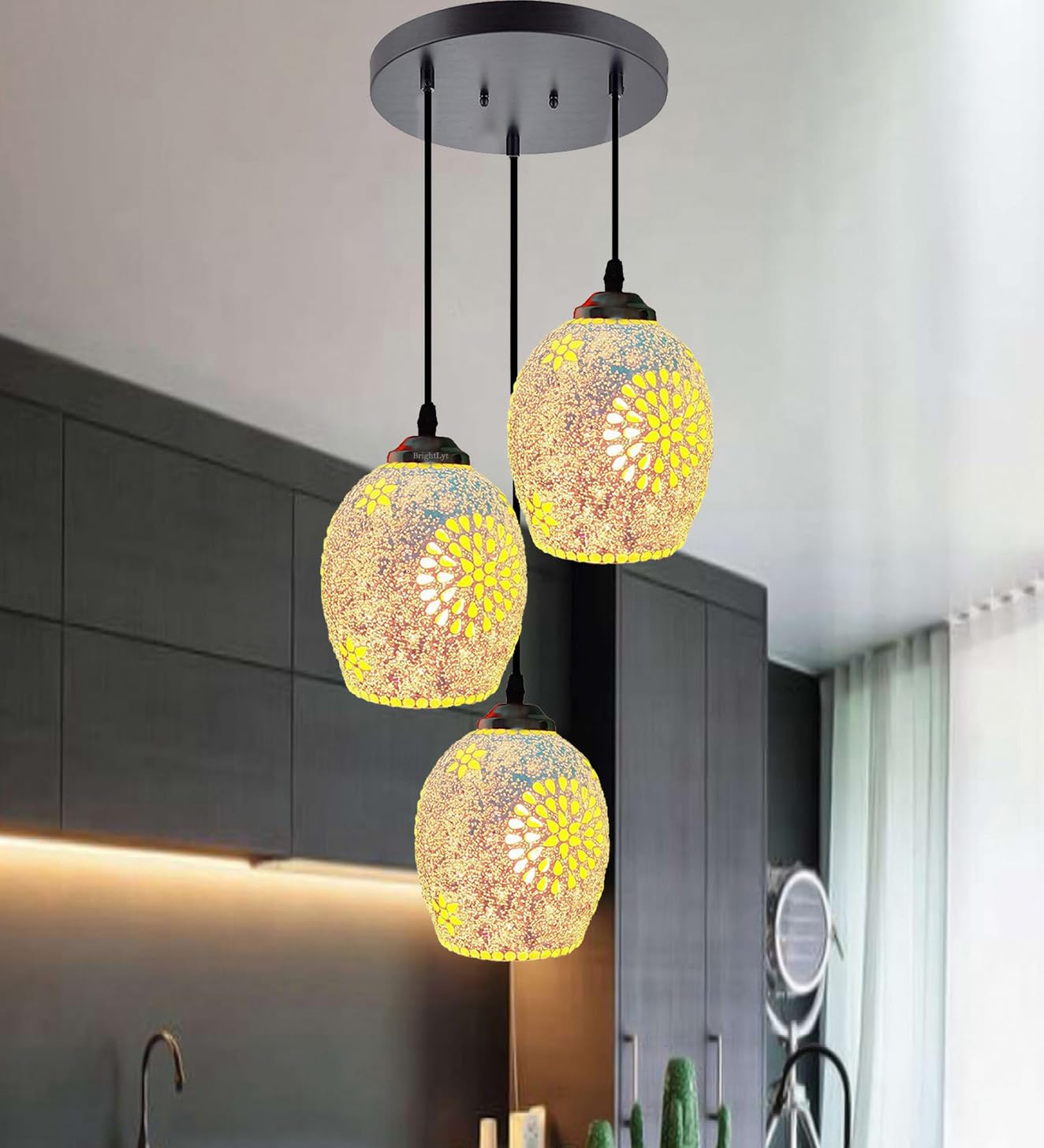 BrightLyt Hand-Crafted Hanging Lights for Living Room|Dining Table, Hanging Lamps for Home Decoration| Hall, Pendant Lights for Ceiling/Restaurant (Jhoomar| Chandelier)