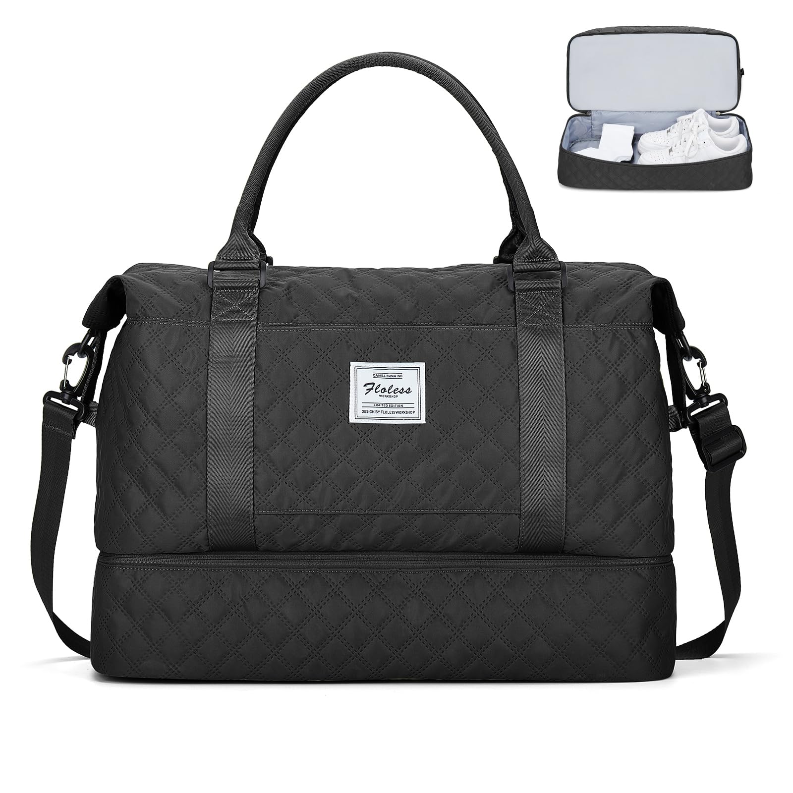 SEAFEW Bolsa de Viaje 40x20x25 para Ryanair,Impermeable Bolsa de Deporte para Gimnasio,Bolsa de Mano Equipaje de Fin de Semana 40x30x20 para Mujer,Bolso de Natación para Playa,D15-Gris Claro — view 33