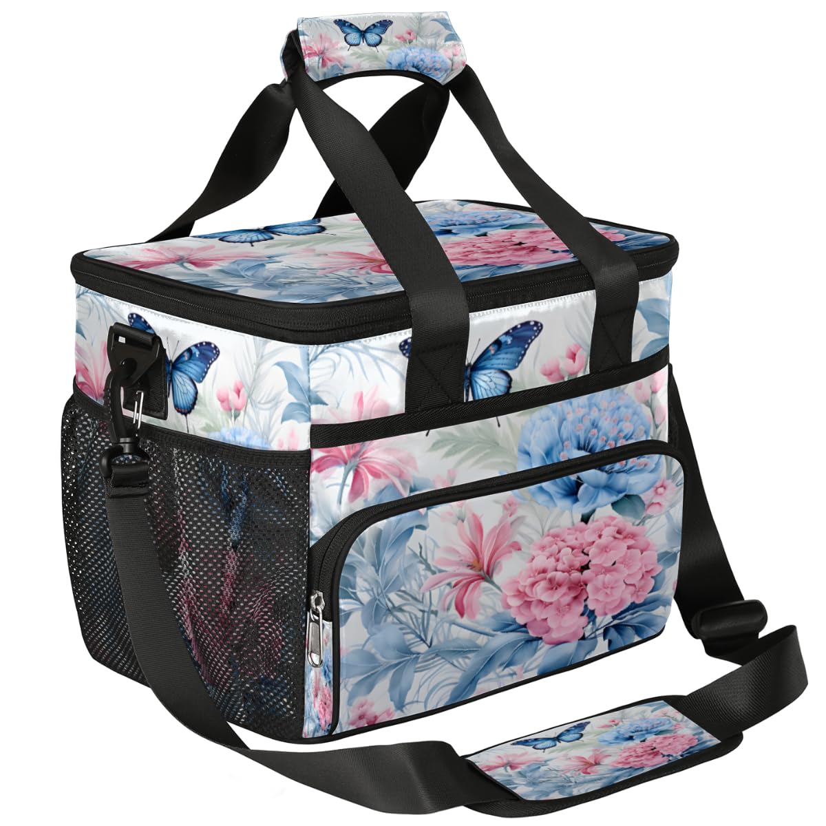 Floral Insulated Picnic Backpack Lunch Box for Women Men Picnic Basket Tote Lunch Bag Picnic Bag Portable Lunch Bags for Picnic, Beach, Work, Trip,Office, Camp Floral Butterfly