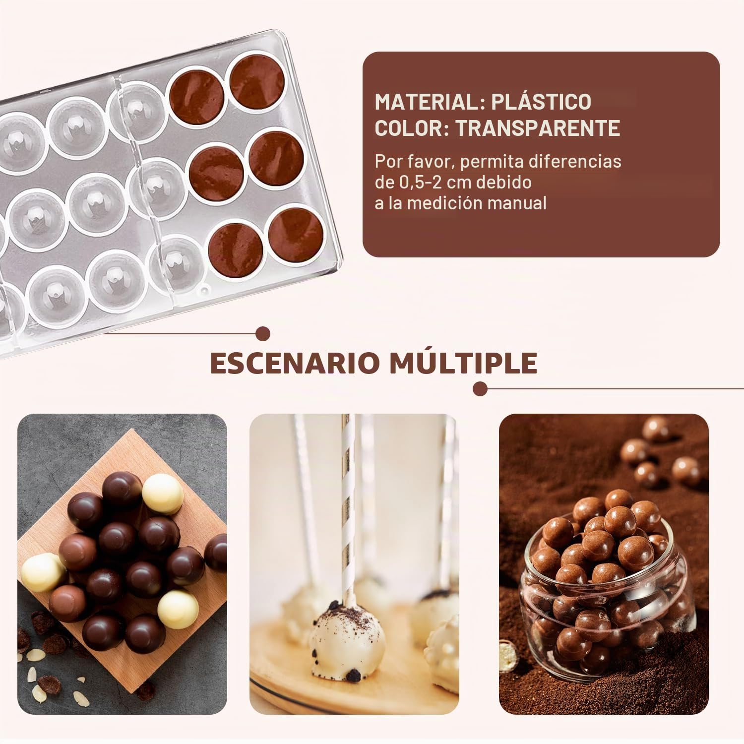 Juego de 2 Moldes de Policarbonato para Bombones, Molde de Chocolate Transparente para Repostería
