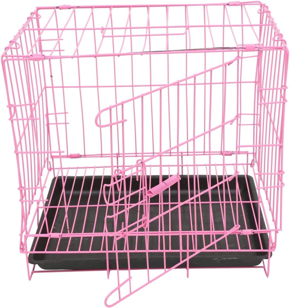 UPKOCH Folding Pet Cage Small Medium Dogs Cats Portable Iron Kennel Pink Breathable House for Poodles Rabbits Safe Comfortable Carry