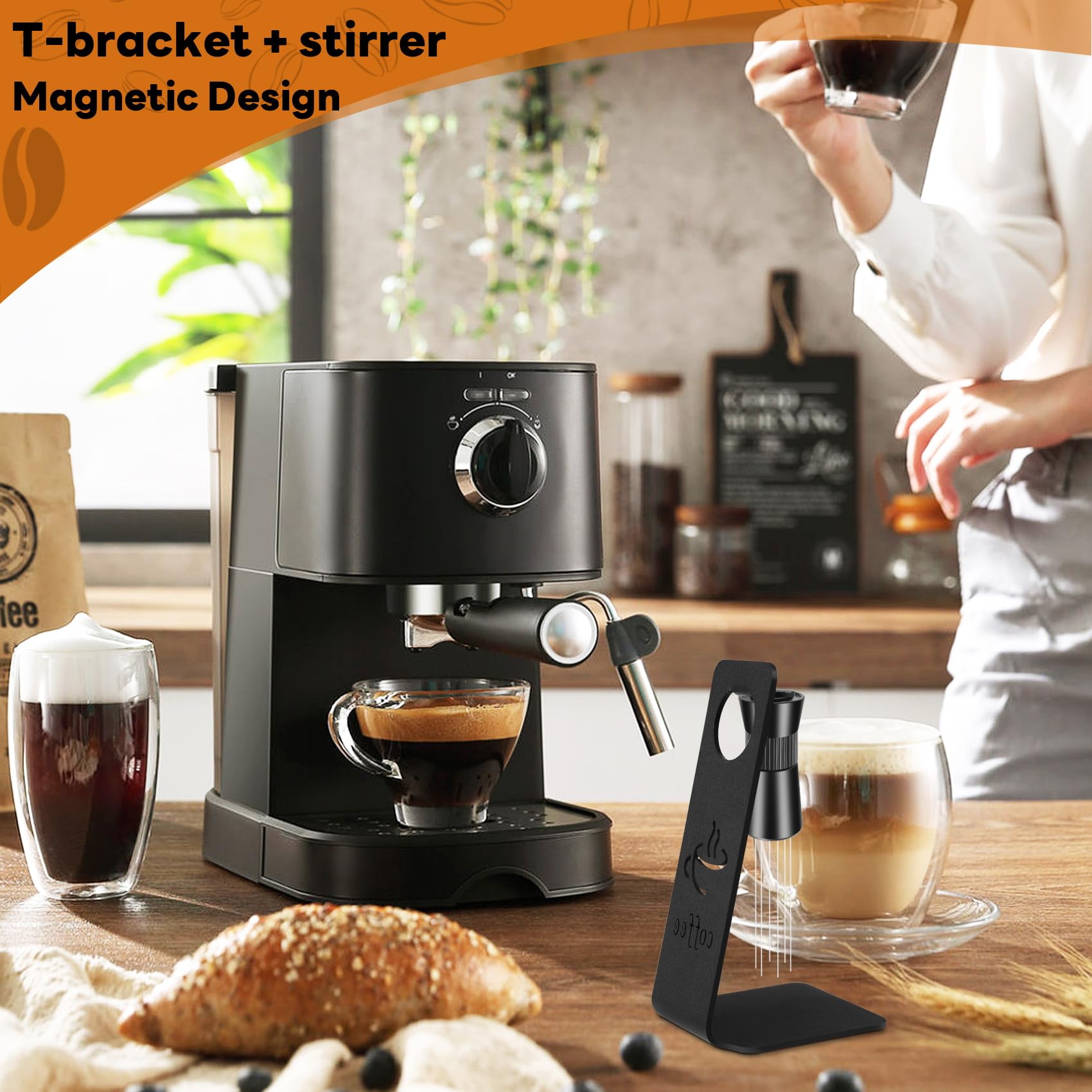 Outil WDT 0.4mm Outil De Distributeur Espresso, Outil De Distribution De Café WDT En Acier Inoxydable Avec 6 Aiguilles Fines, Agitateur De Café Espresso Avec Accessoires