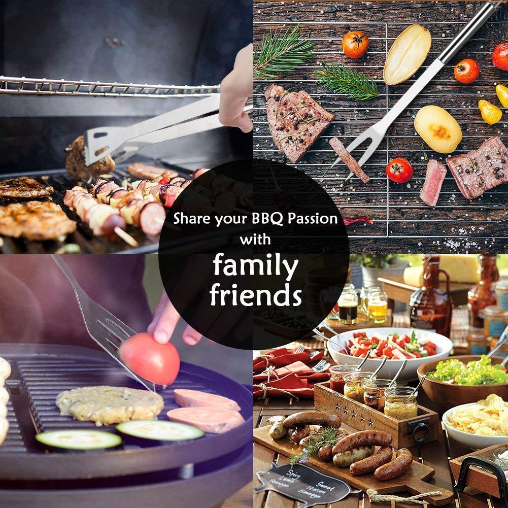 Delavala Elements 3 Piece BBQ Set Stainless Steel Outdoor Grill Tools Set Aluminum Case 3