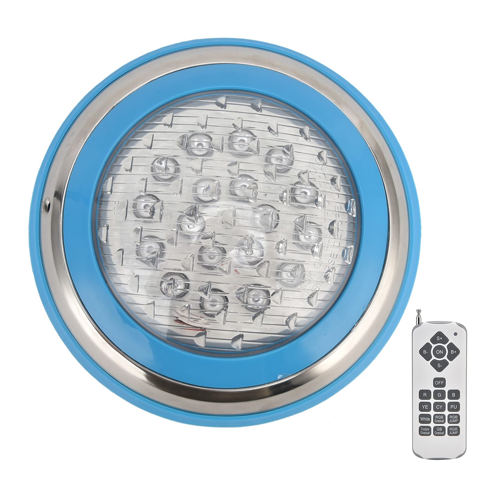 Fafeicy Luce Subacquea, Luce per Piscina a LED Simming Lampada da Parete Subacquea in Acciaio Inossidabile AC12V RGB Perline Lampada Ad Alta Potenza 18 Tasti, Luci Subacquee Continue (54W)