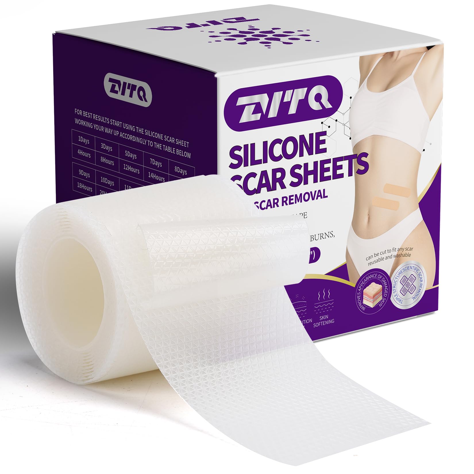 Hojas médicas de silicona para cicatrices con gel de silicona, cinta reutilizable para cesárea, cirugía, queloides y quemaduras, 4 cm x 1,5 m (transparente)