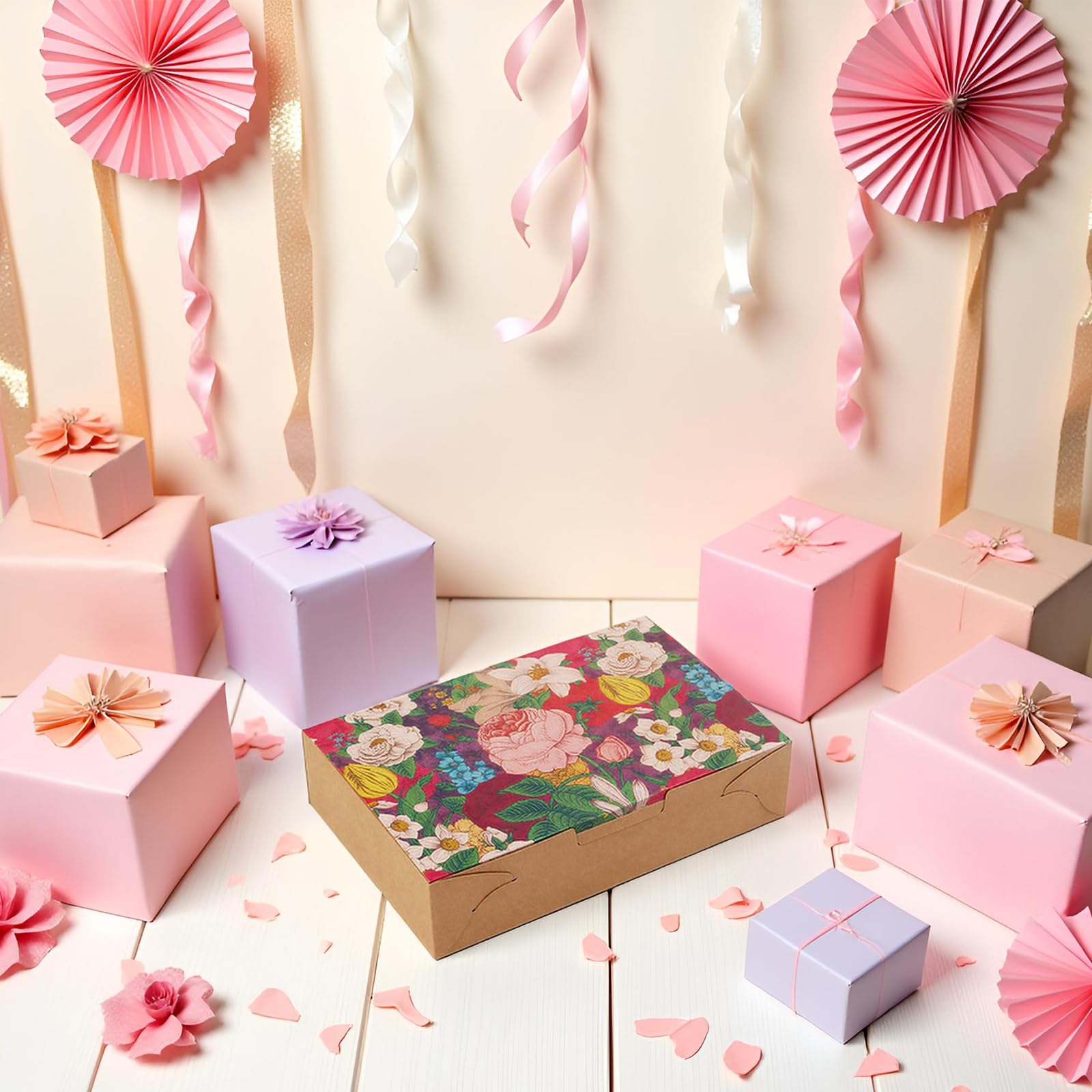 Allbusky 20PCS Paper Treat Gift Boxes, Pastry Cookie Biscuit Cake Boxes, Paper Takeaway Food Boxes - Image 5