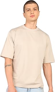 Alan Jones Clothing Men's Oversized Solid T-Shirt | Premium Heavy Fabric | Crew Neck Casual Wear Price In India