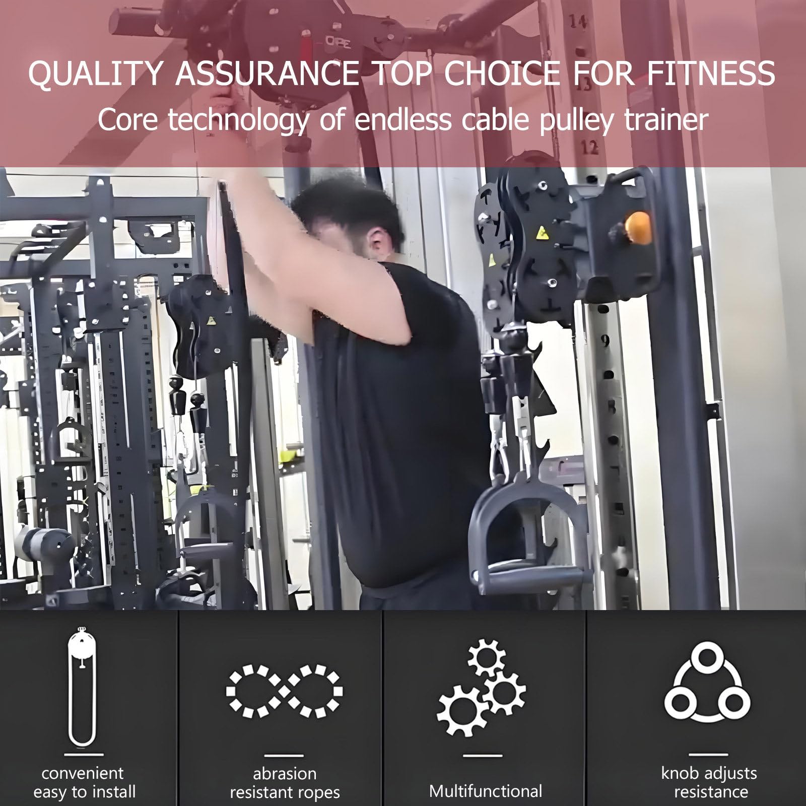 Home Gym Kabelzugsystem, Verstellbarer Widerstand, Endloser Seiltrainer für Ganzkörpertraining, Fitnessgeräte für Krafttraining zu Hause