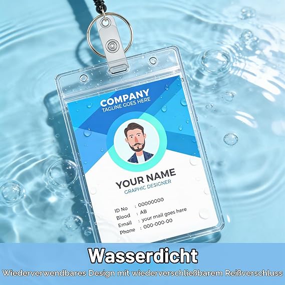 ID Card Holder with Strap Set of 18 Transparent Card Cases with Strap