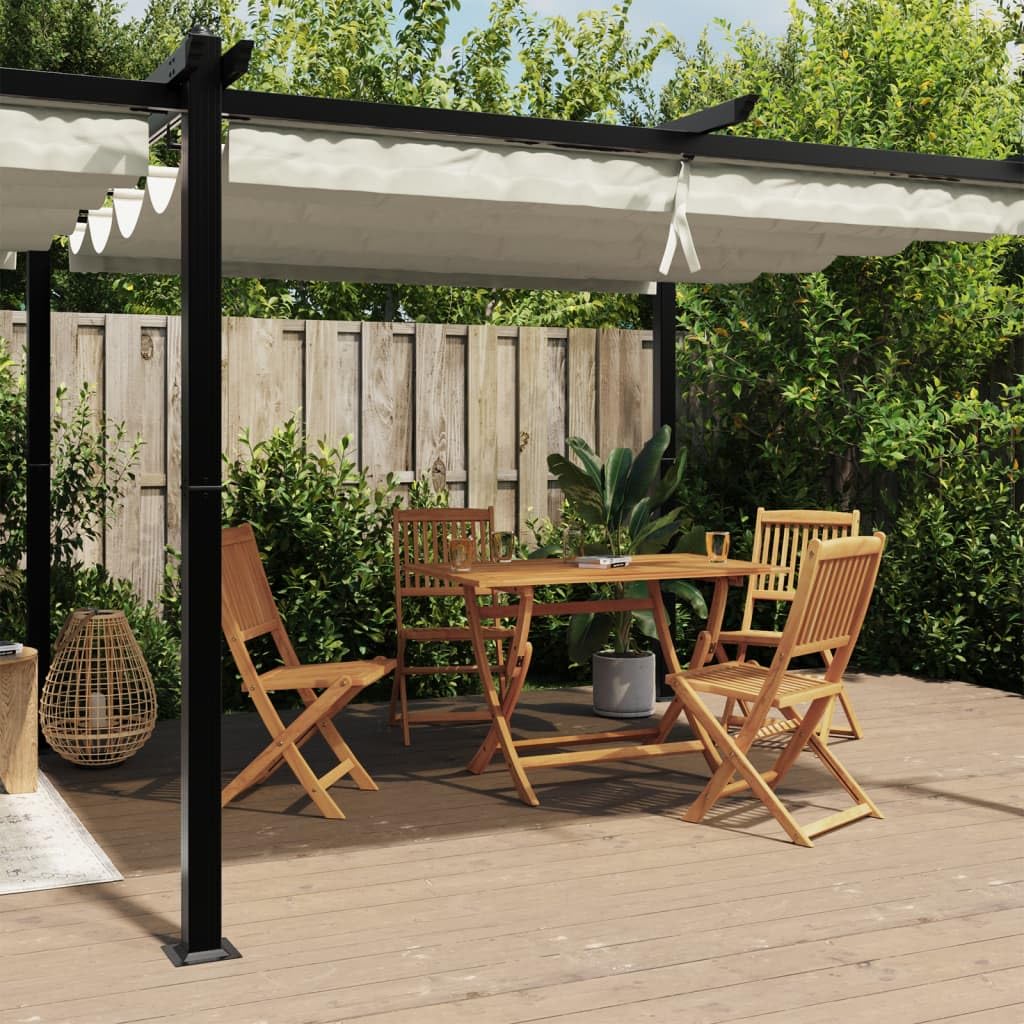 Pergola en aluminium - 3 x 6 m - Tonnelle de jardin avec toit extensible - Crème