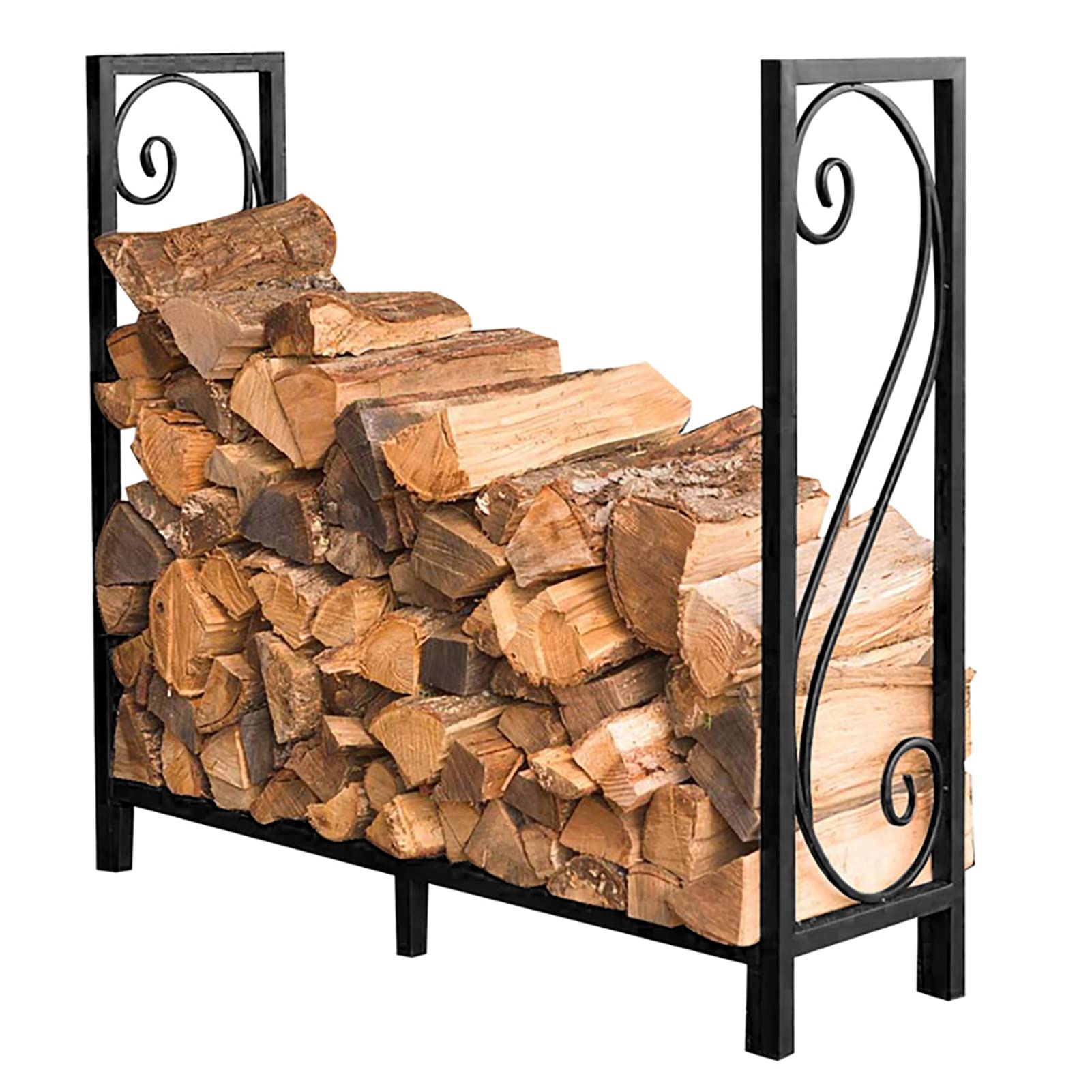Portalegna da ardere in metallo resistente, con gambe, altezza 100 cm, ideale per stufe a legna, camino, veranda, balcone e soggiorno