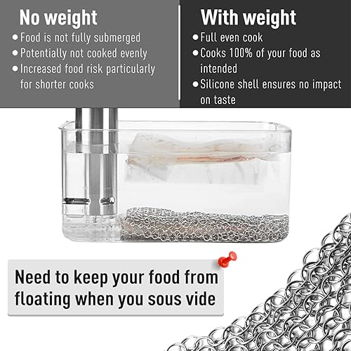 Miniatura 6 de Pesos Sous Vide, pesas de acero inoxidable, malla de grado alimenticio, mantiene los alimentos sumergidos, accesorio de cocina uniforme perfecto
