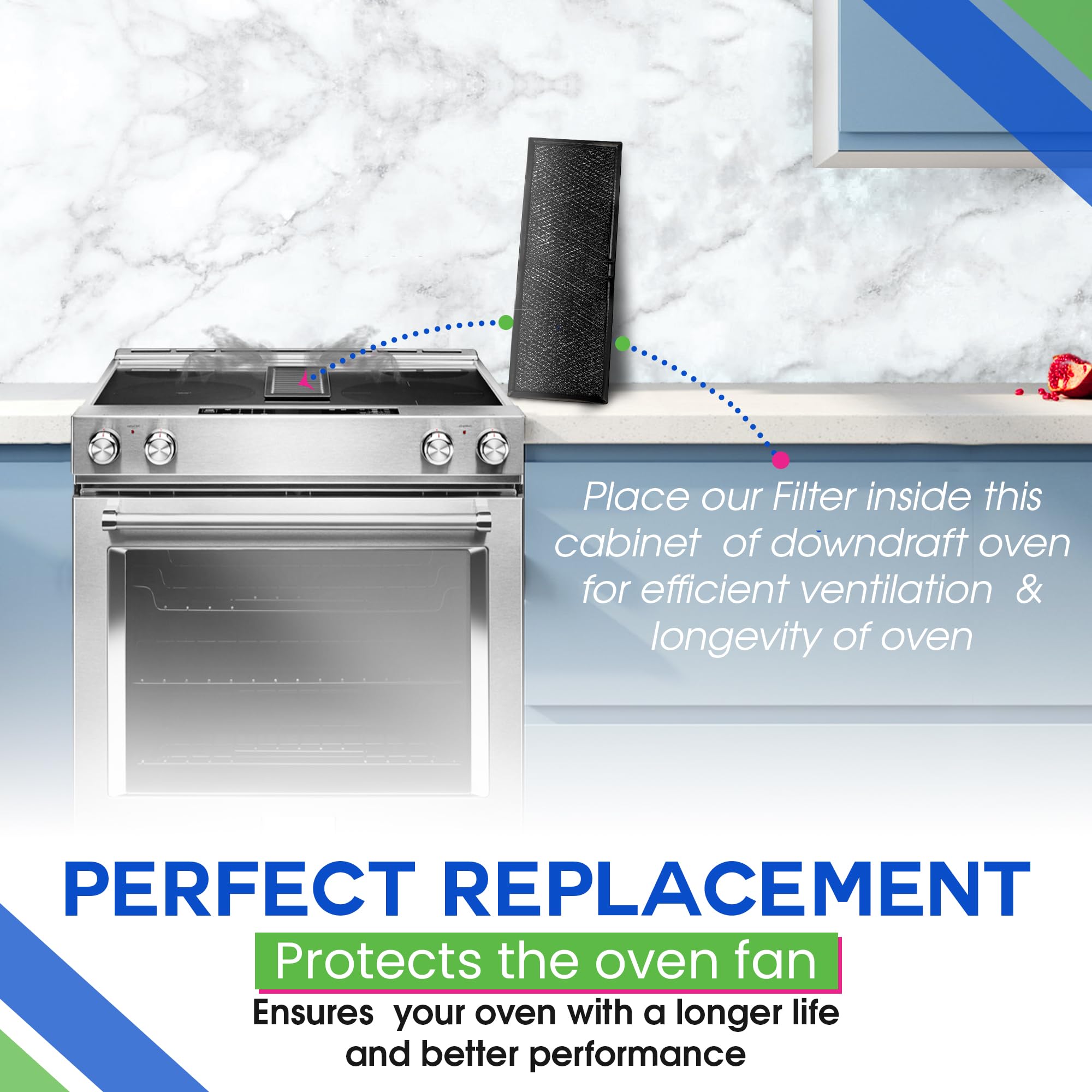 Downdraft Stovetop Filter 5.67 X 15.63 Replacement For