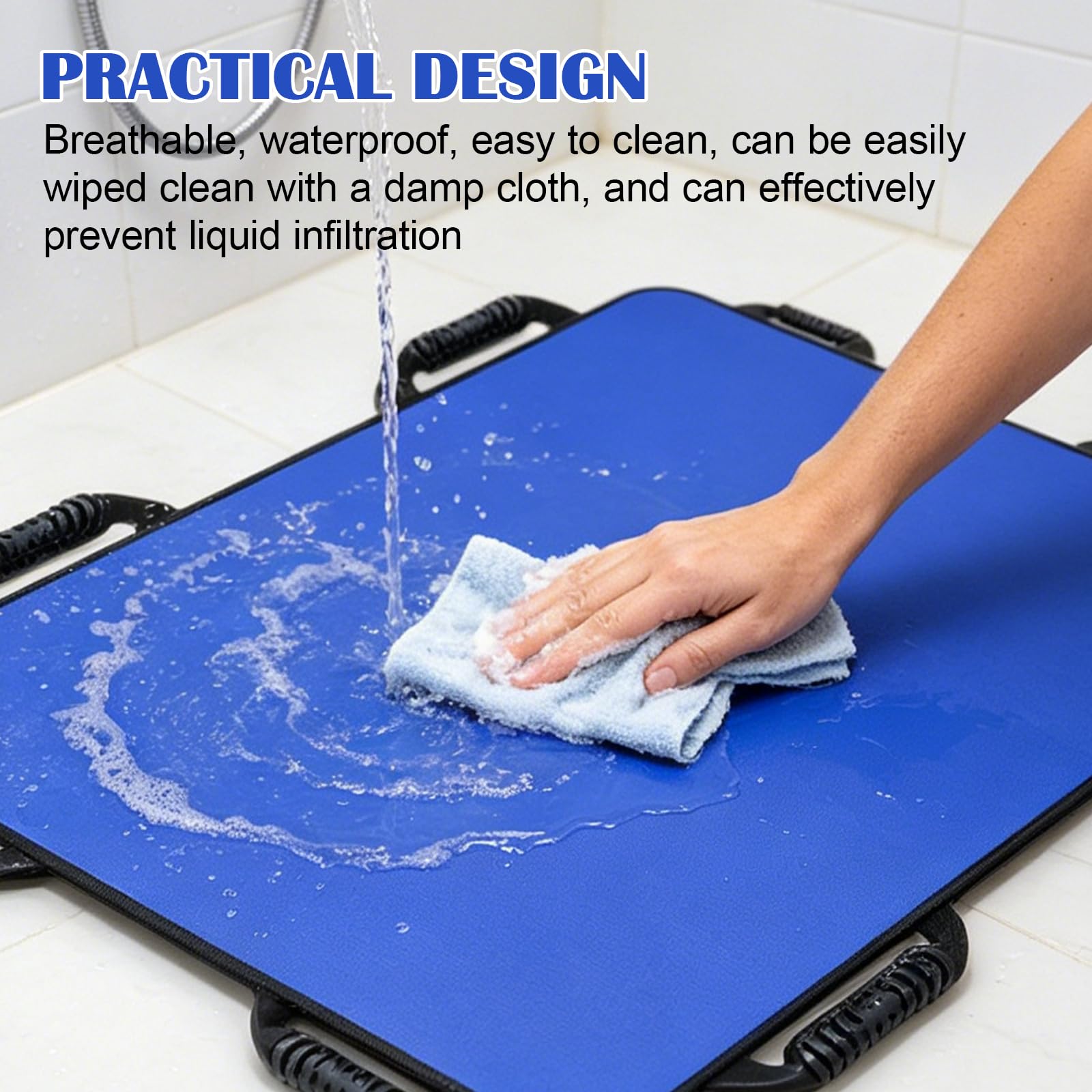 Tabla de transferencia para levantadores de pacientes, 100 x 120 cm, paño deslizante para postrados en cama con 8 asas reforzadas, tabla de transferencia de pacientes, plegable, toalla antideslizante