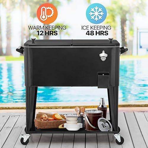 Miniatura 3 de MADOG Modern Cooler with Wheels and Handle Outdoor Coolers for Patio and Deck Entertaining Rolling Cooler Large Cooler with Wheels Ice Cooler with
