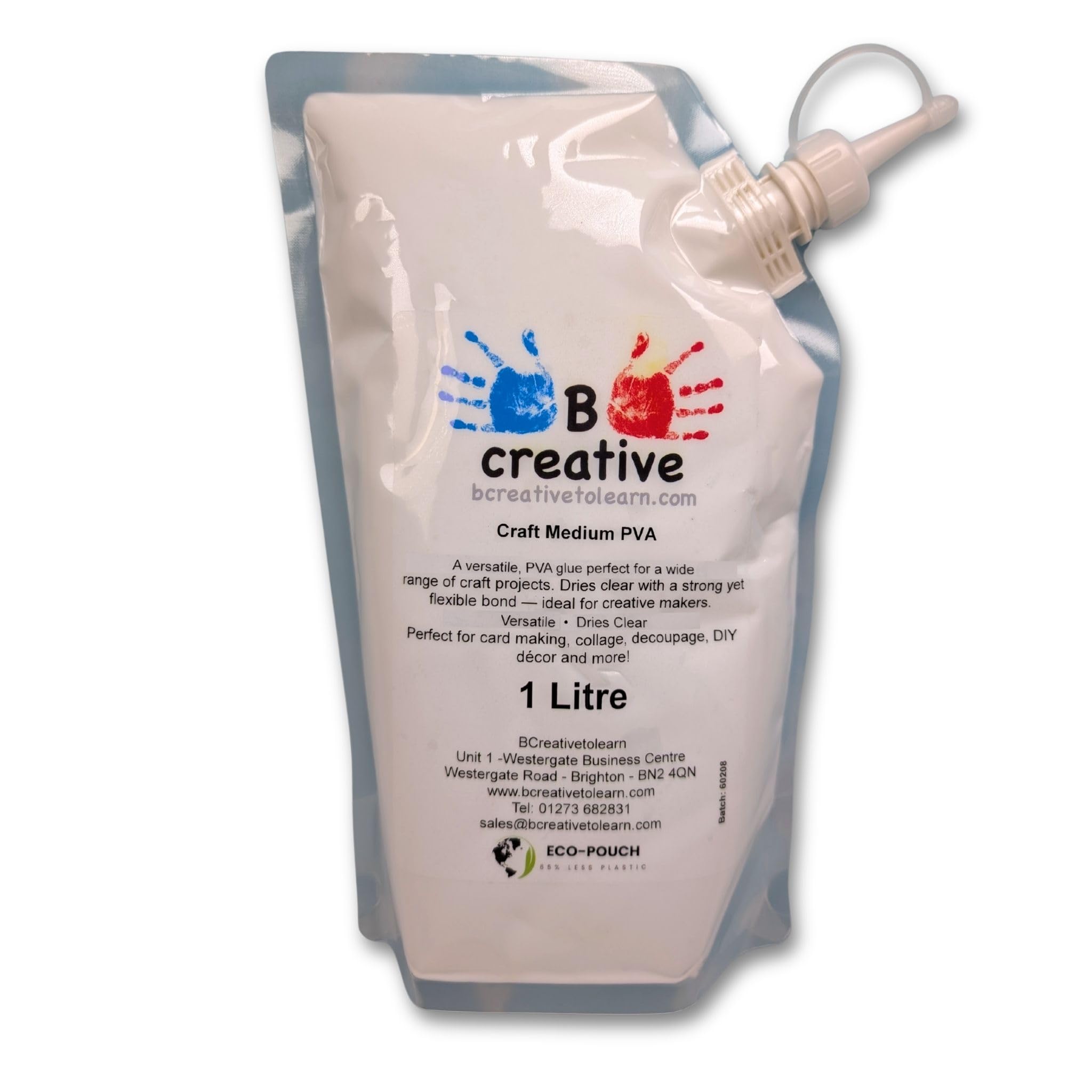 Multi Surface PVA Glue – Extra Strong Craft Adhesive – Clear Drying – 1L Eco Refill Pouch (65% Less Plastic)