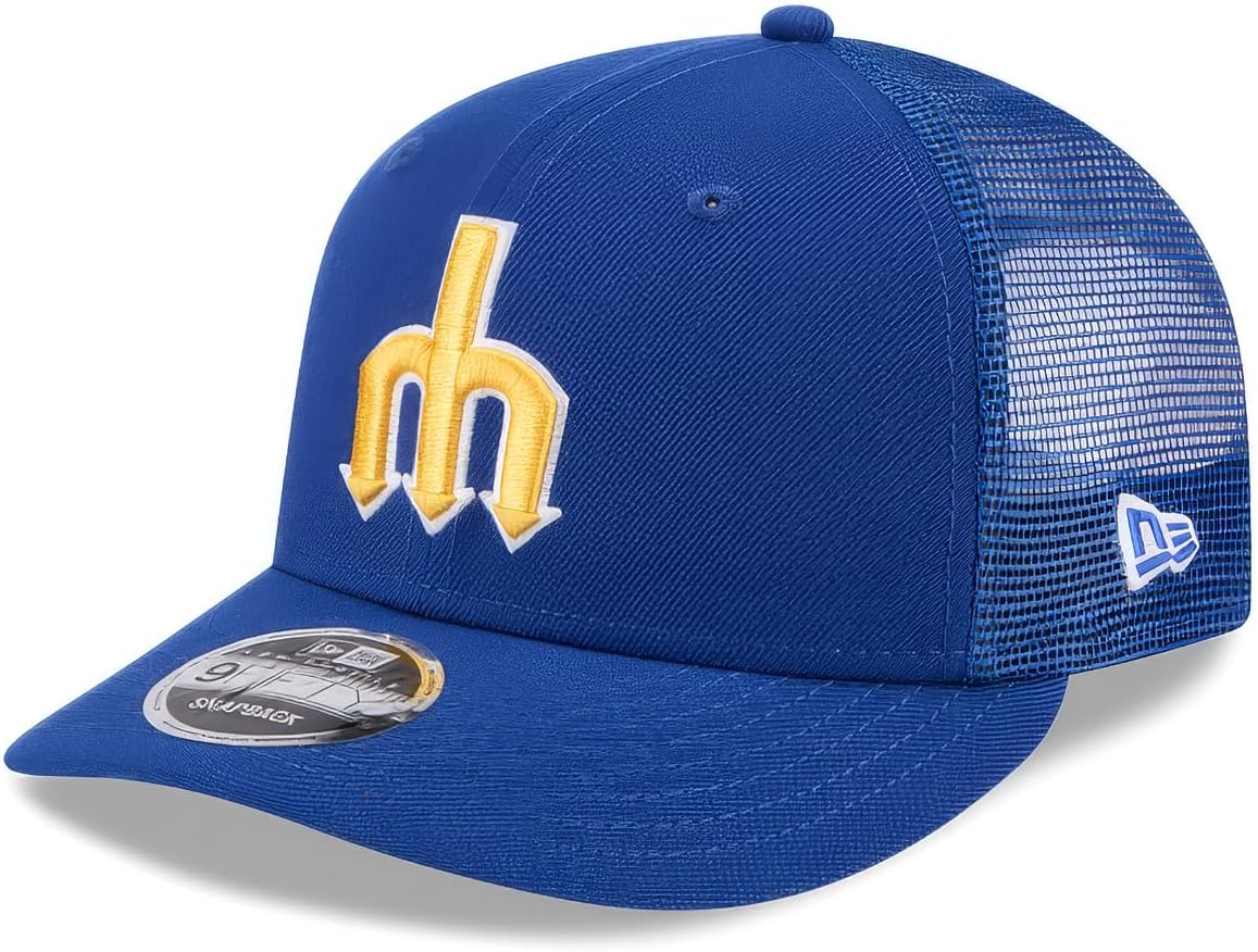 New Era Low Profile Seattle Mariners Cooperstown Trucker 9Fifty Snapback Adjustable Hat Blue