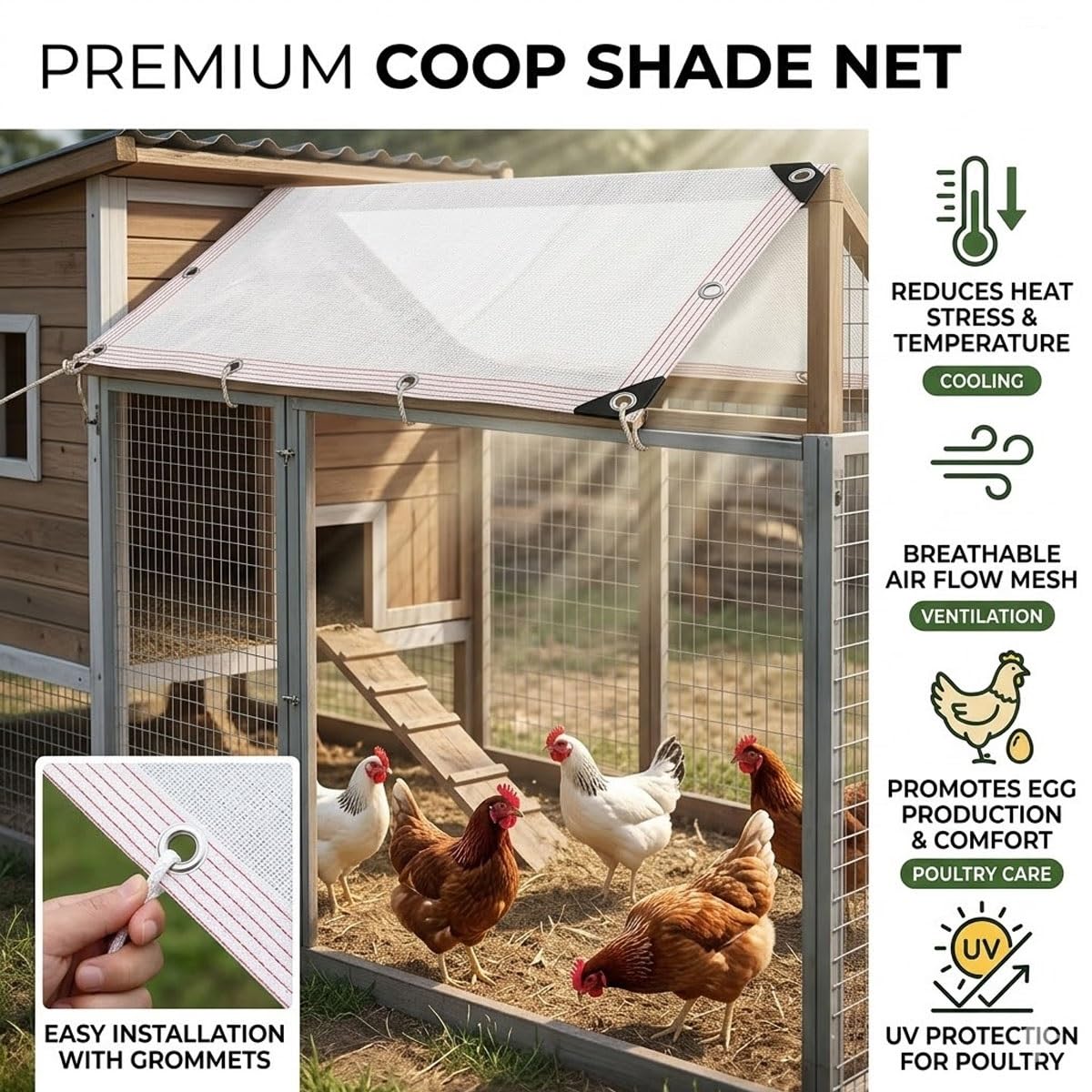 Du White efor Garden 55% siatka chroniąca przed promieniowaniem UV z przelotkami, oddychająca plandeka siatkowa do roślin domowych i (3,7 x 19,5 m)