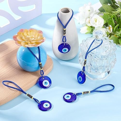 Miniatura 4 de 5 piezas de adorno colgante azul de ojo turco para coche, colgante de cristal colgante de coche de buena suerte, amuleto turco griego, accesorio