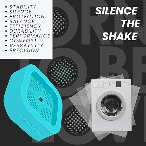 Miniatura 5 de Pies antivibración  Juego de 4 almohadillas antideslizantes con diseño grabado láser  Verde aguamarina  Compatible con lavadoras y secadoras