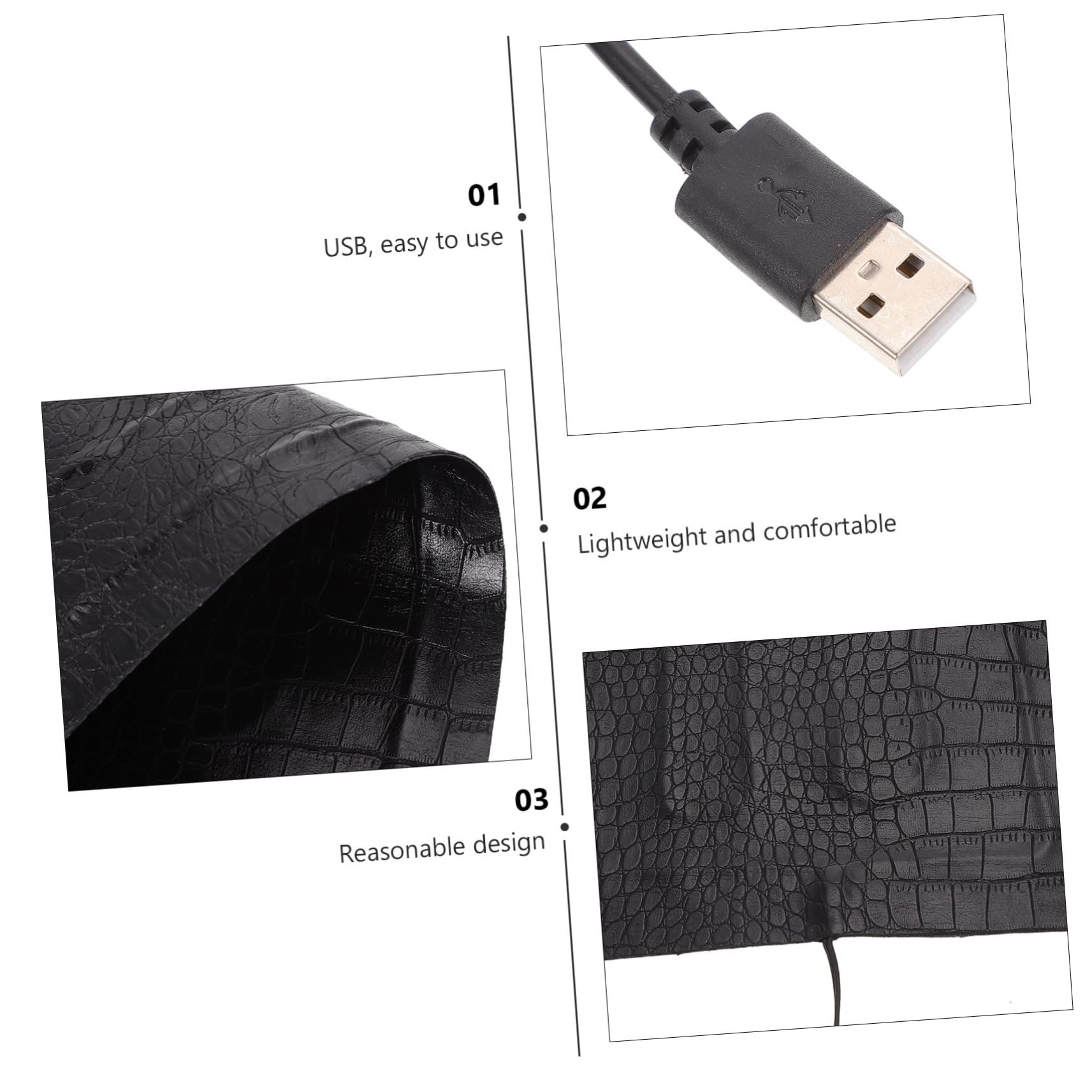 Esterilla Eléctrica para Reptiles 3 Niveles de Temperatura, Almohadilla Térmica de Cuero Negro para Mantener Cálido en Terrarios y Exteriores