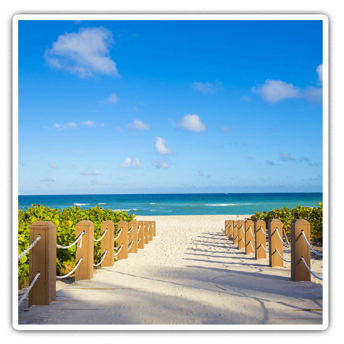 Destination Vinyl Ltd Multi 2 X Square 7.5Cm Vinyl Stickers - South Beach Miami Florida Usa America 24228