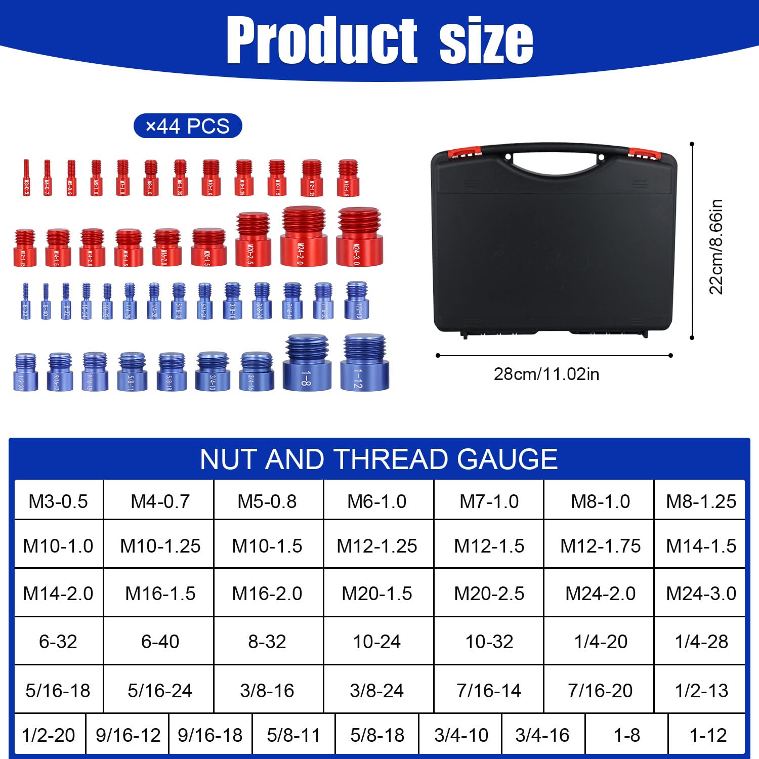 44 Male/Female Bolt Size and Thread Gauge - Image 2